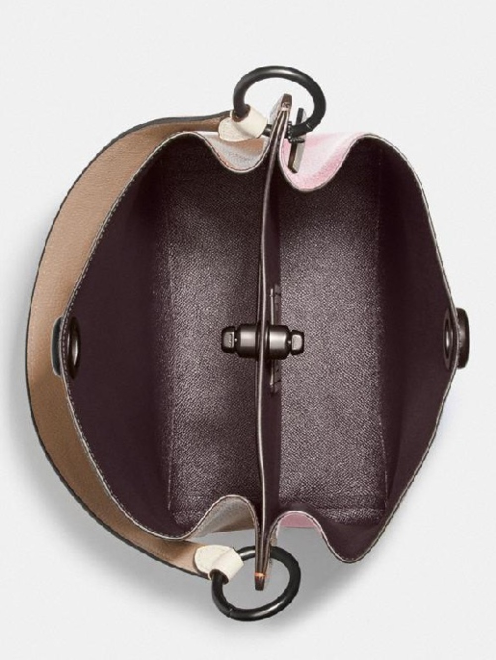 Women's Pink Leather Shoulder Bag - Structured Tote - Picture 11 of 16